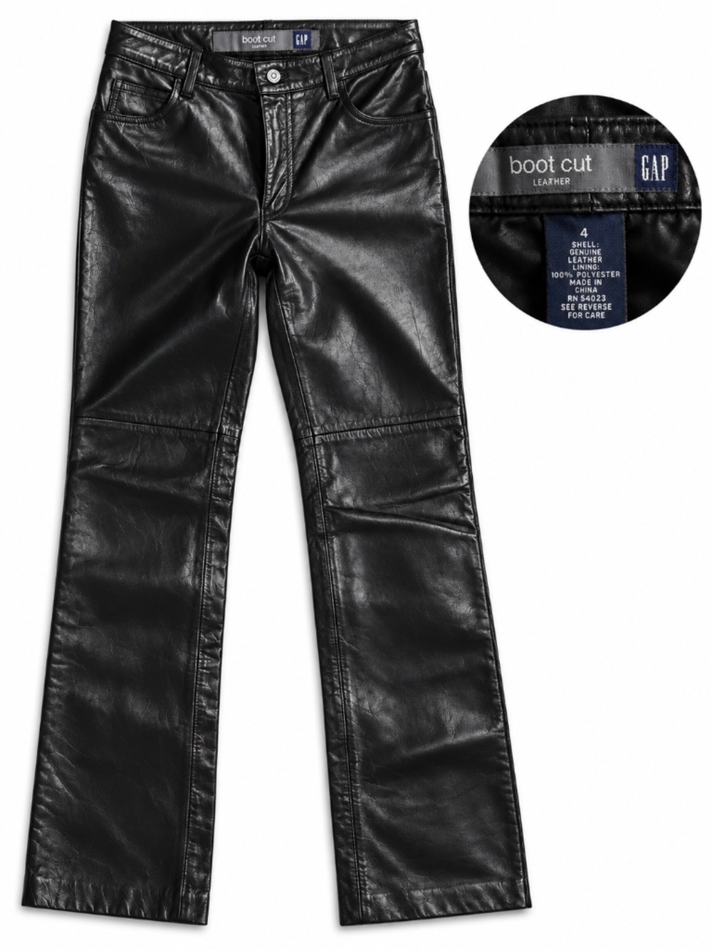 GAP Genuine Leather Bootcut Pants Black Size 4 Y2K